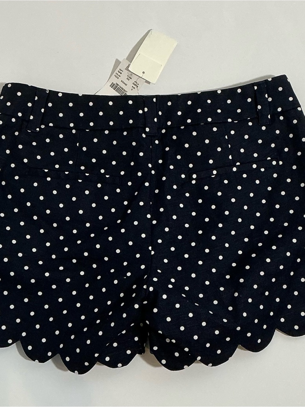 J. Crew Navy Polka Dot High-Waist Scallop Hem Shorts